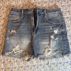 Stylish Blue Distressed Jean Shorts